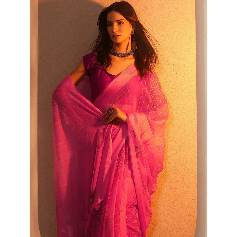 Libas Floral Silk Blend Saree