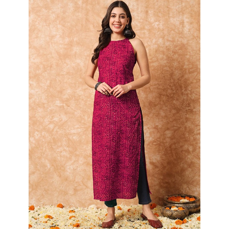 Meeranshi Bandhani Printed Cotton Kurta