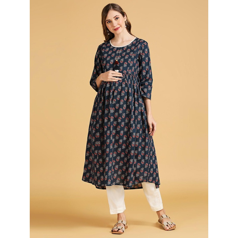 MomToBe Ethnic Motifs Printed Maternity Cotton Kurta