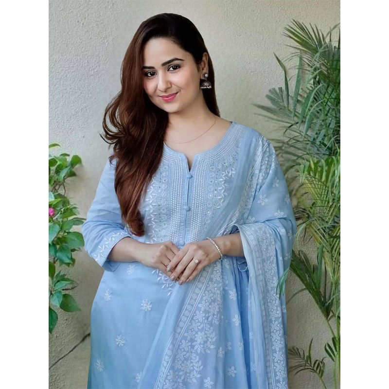 Royal Export Women Floral Embroidered Kurta & Trousers With Dupatta