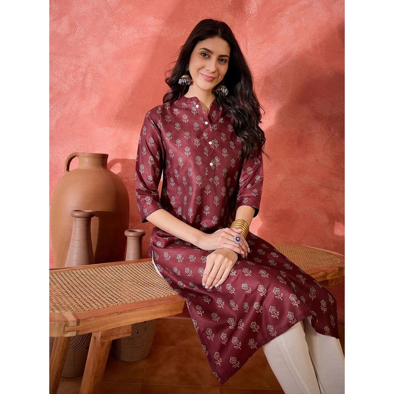 Sangria Printed Straight Fit Kurta