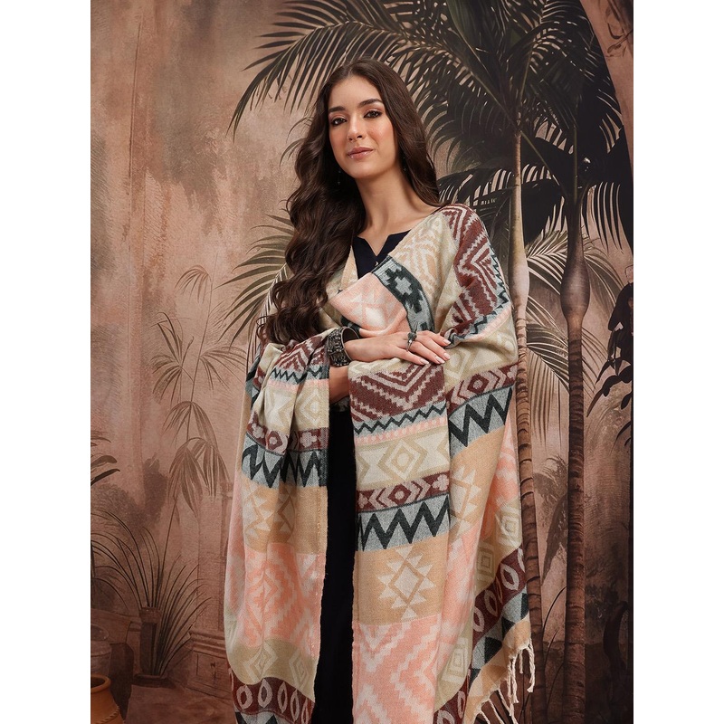 Sangria Women Woven Design Shawl