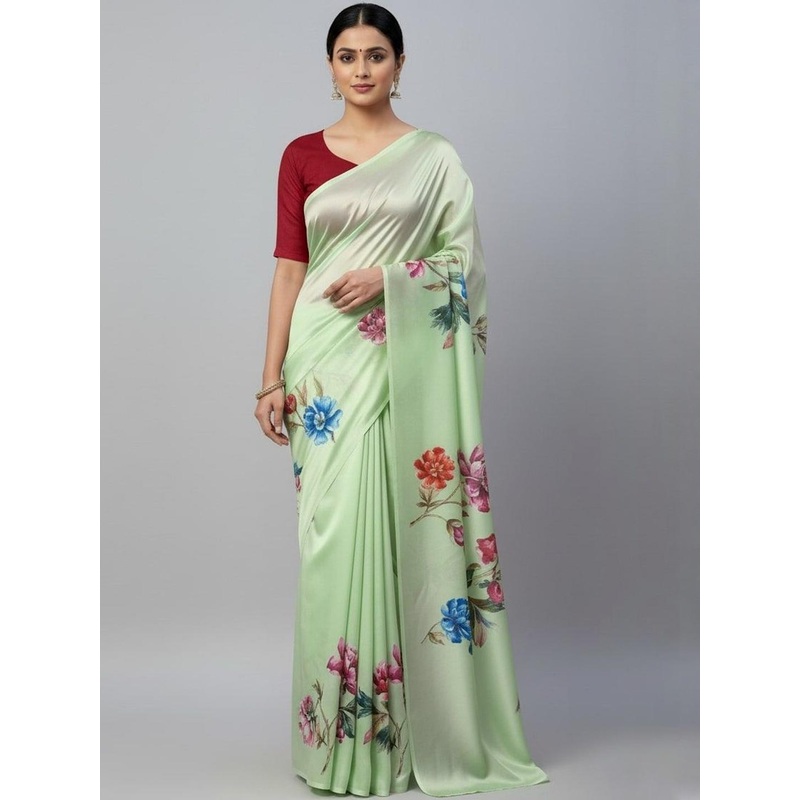 Shilpkala Floral Printed Pure Chiffon Ready to Wear Saree With Unstithced Blouse Piece