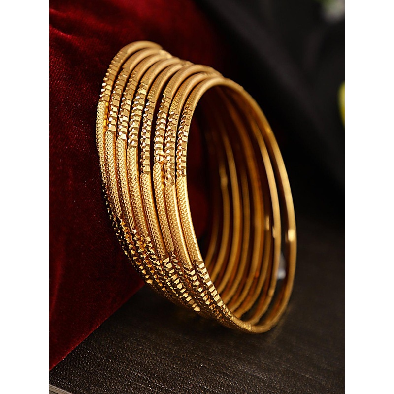 Shining Diva Set Of 8 Gold-Plated Handcrafted Bangles
