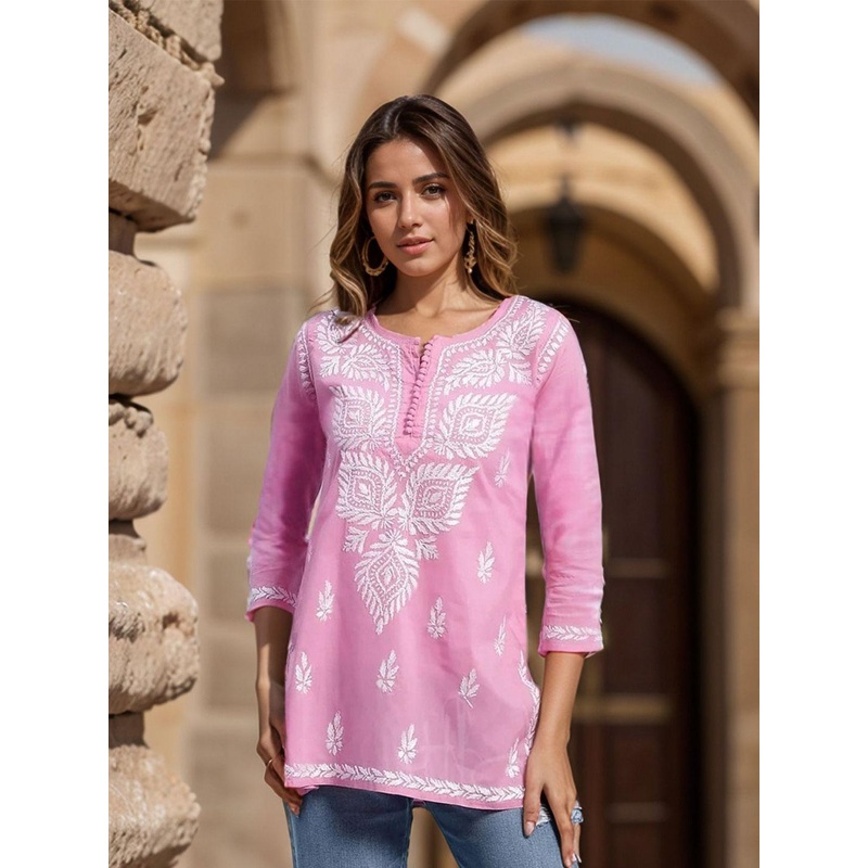 Sitaram Designer Ethnic Motifs Embroidered Chikankari Straight Kurti