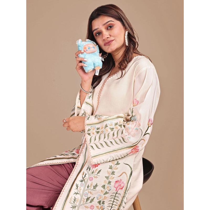 Tikhi Imli Embroidered V-Neck Tunic With Trousers Co-Ords