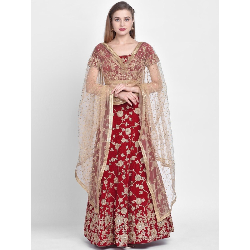 Dupatta Bazaar Gold-Coloured Embroidered Dupatta
