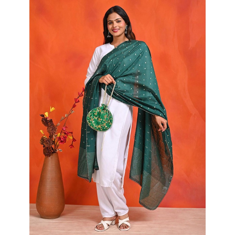 HELLA FASHIONS Woven Design Dupatta with Zari