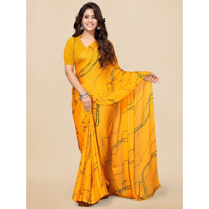 KALINI Abstract Printed Poly Chiffon Saree