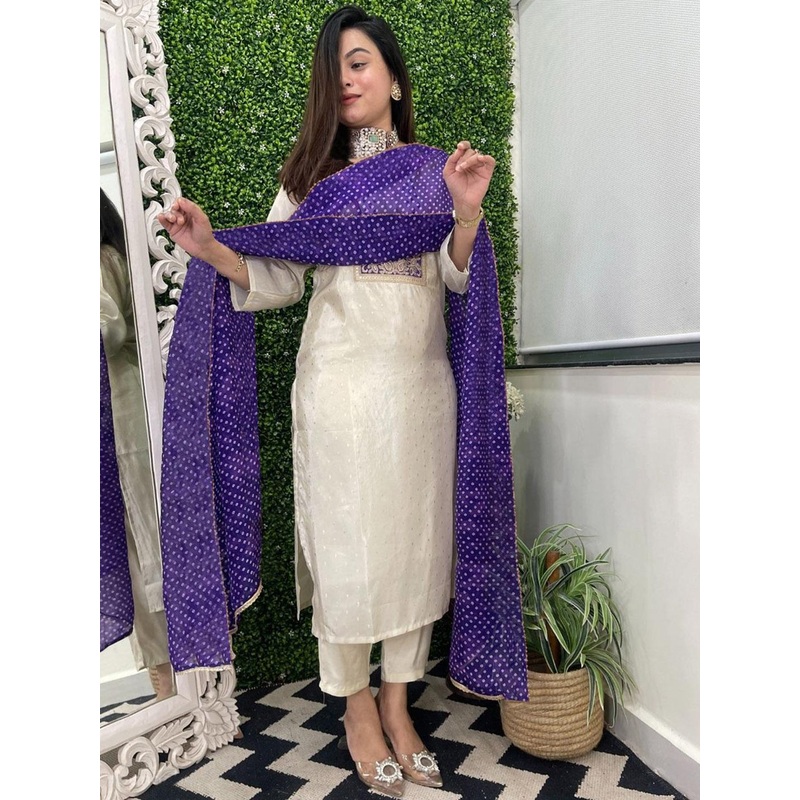 KALINI Women Regular Kurta with Trousers & With Dupatta