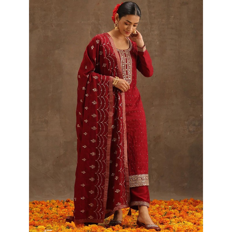 Libas Women Ethnic Motifs Embroidered Kurta with Trousers & Dupatta