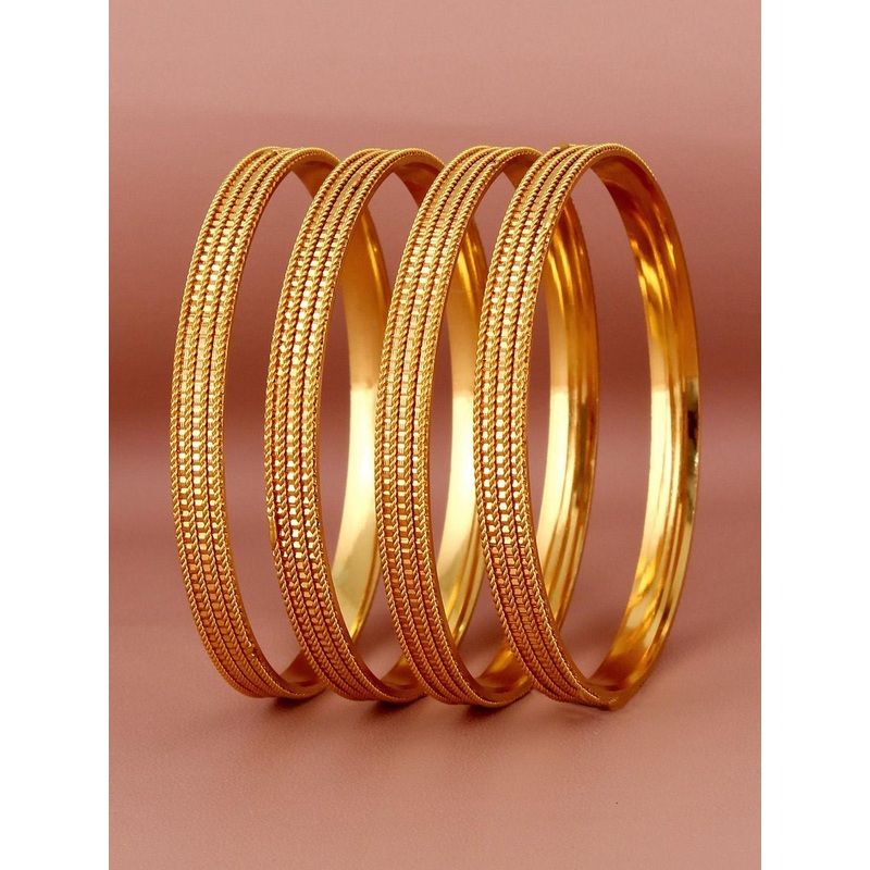 LUCKY JEWELLERY Set Of 4 18K Gold Plated Bangles