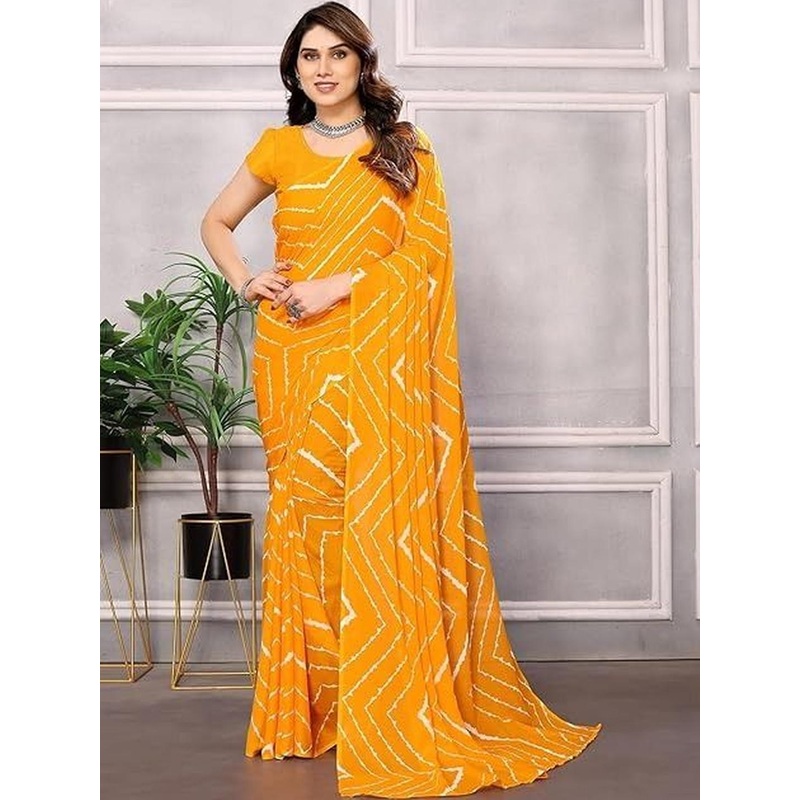 Moda Rapido Printed Pure Georgette Saree With Unstithced Blouse Piece