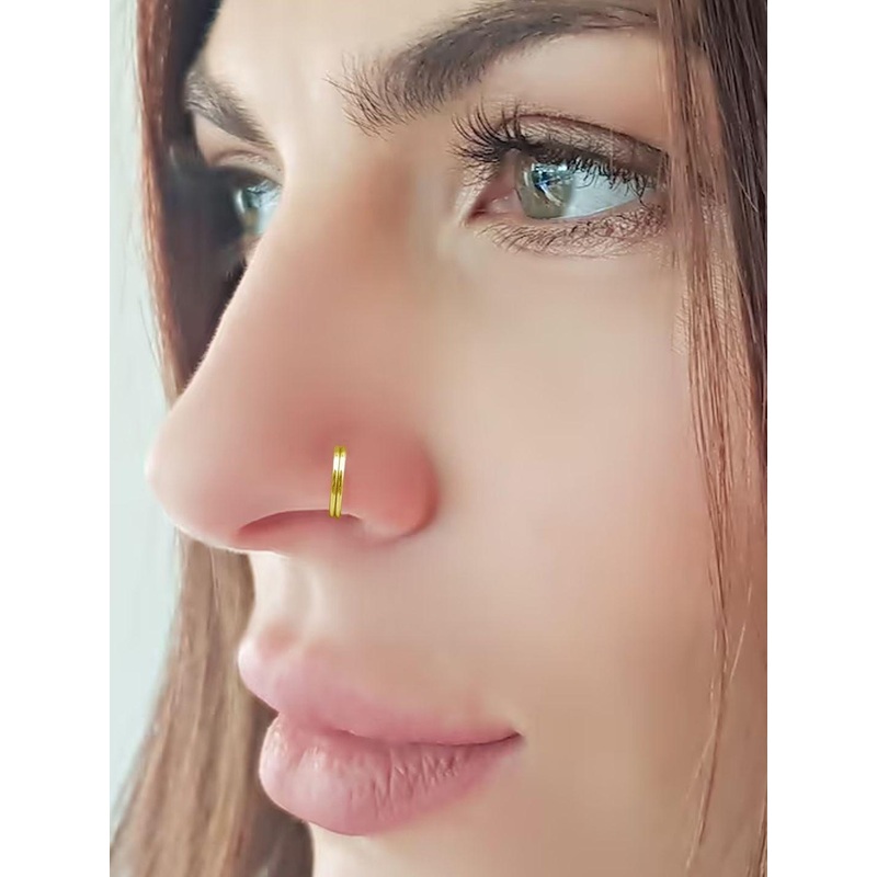 Sangria Double Ring Design Brass Piercing Nose Ring