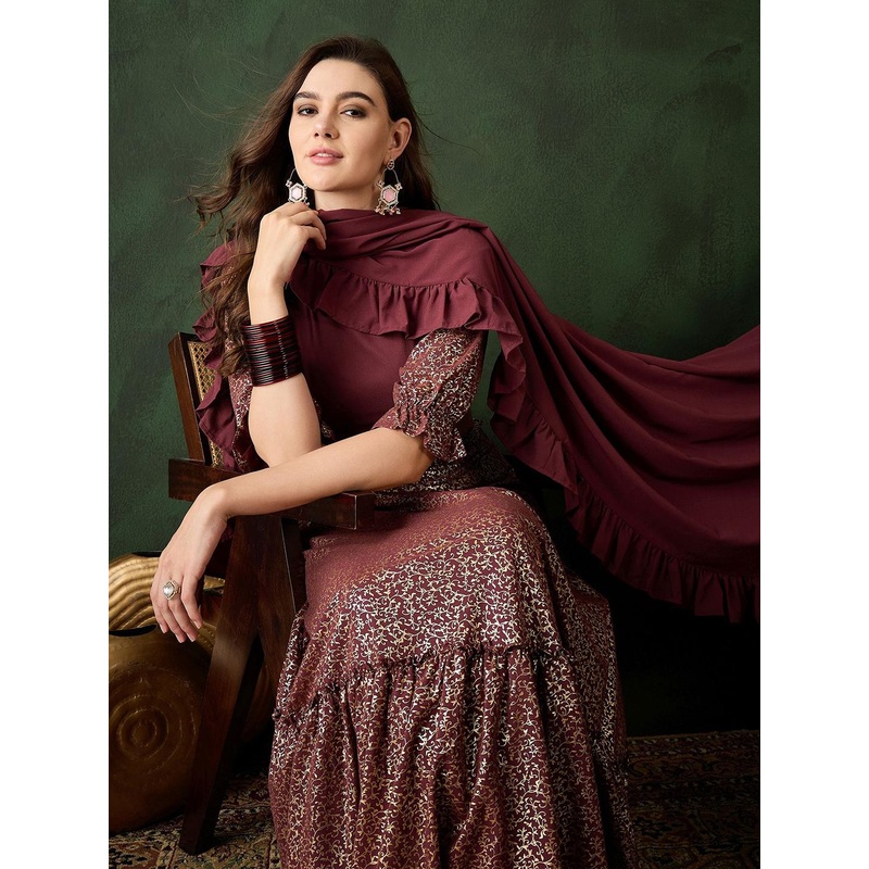 Sangria Embellished Lehenga With Choli & Dupatta