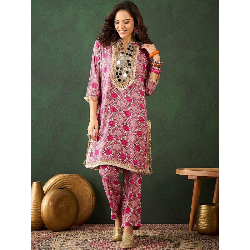 Sangria Printed Tunic With Trouser