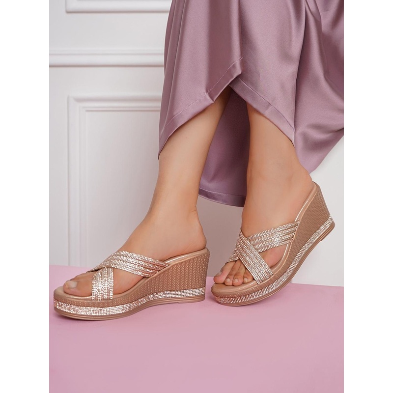 Shezone Women Embellished Wedge Sandals