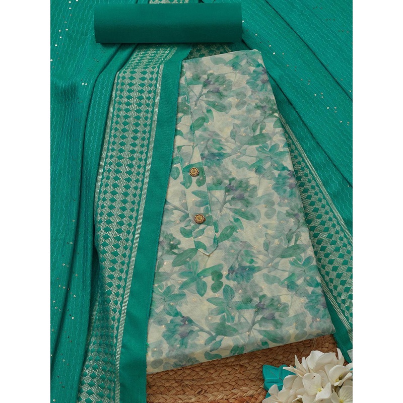 Soch Floral Printed Chanderi Cotton Unstitched Dress Material