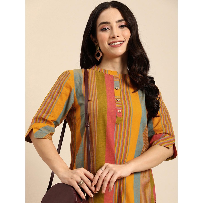 Anouk Women Striped Pure Cotton Kurta