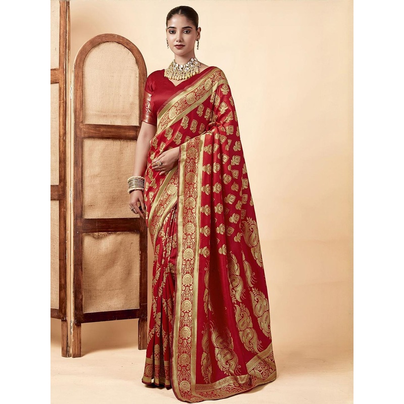 HERE&NOW Woven Design Zari Silk Blend Banarasi Saree