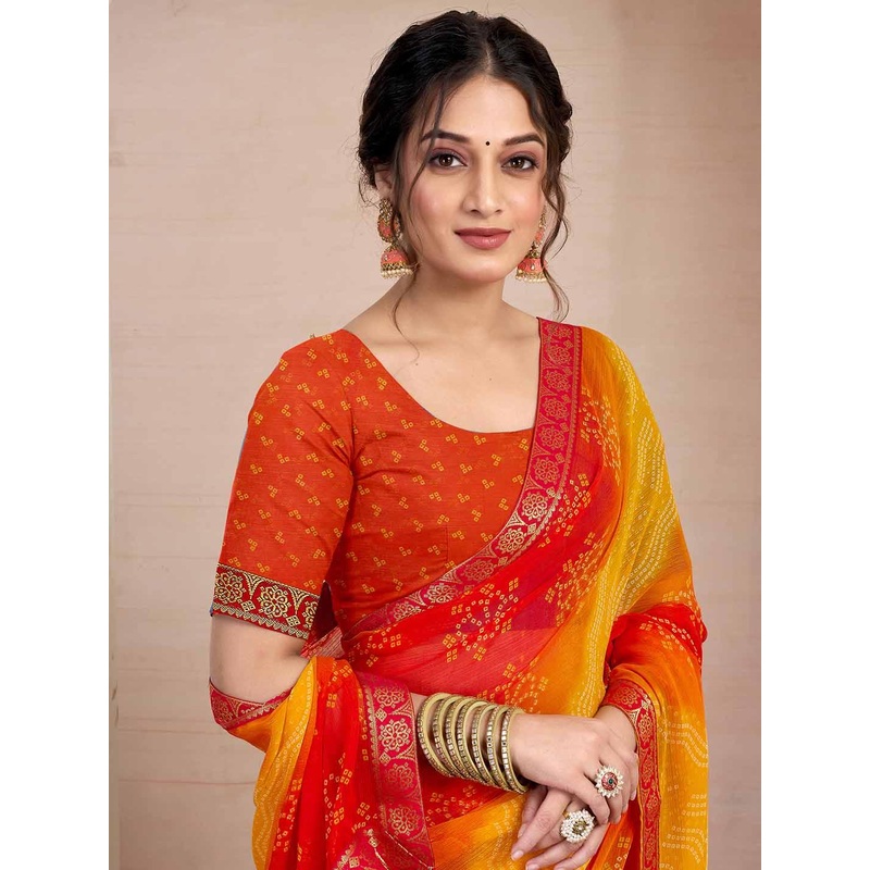 KALINI Bandhani Pure Chiffon Saree
