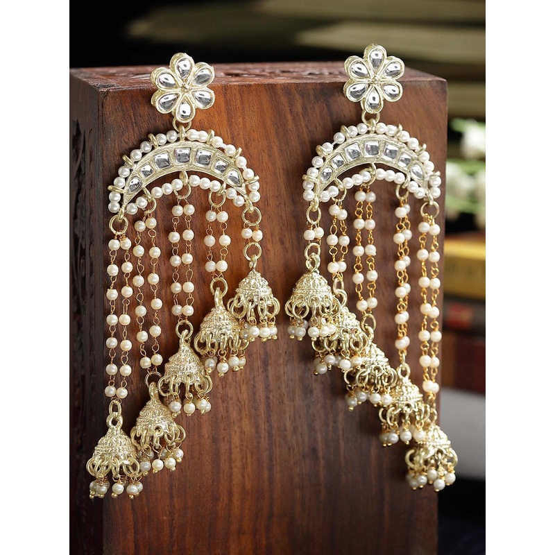 KARATCART Gold-Plated Contemporary Jhumkas Earrings