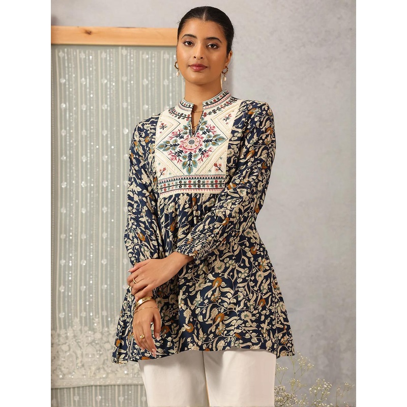 Lakshita Floral Printed Mandarin Collar Tunic