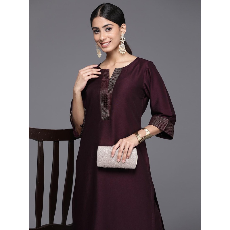 Libas Women Yoke Design Regular Thread Work Kurta with Trousers