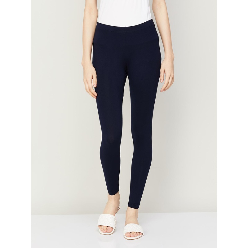 Melange by Lifestyle Women Navy Blue Solid Ankle-Length Leggings