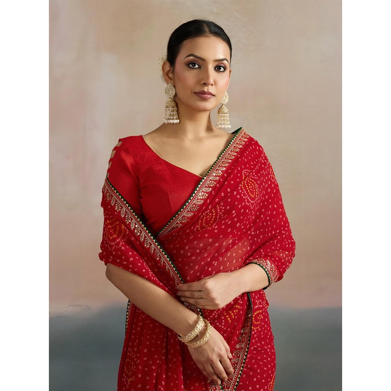 Mitera Sequinned Pure Georgette Bandhani Saree