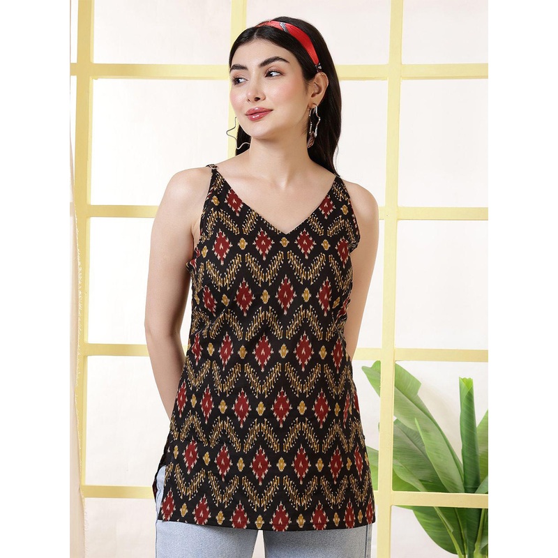 Nayo Shoulder Straps Printed Tunic