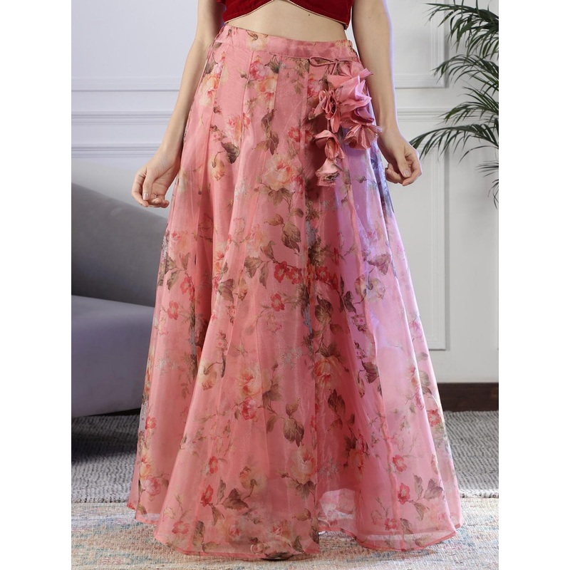 NEUDIS Floral Printed Flared Maxi Skirt