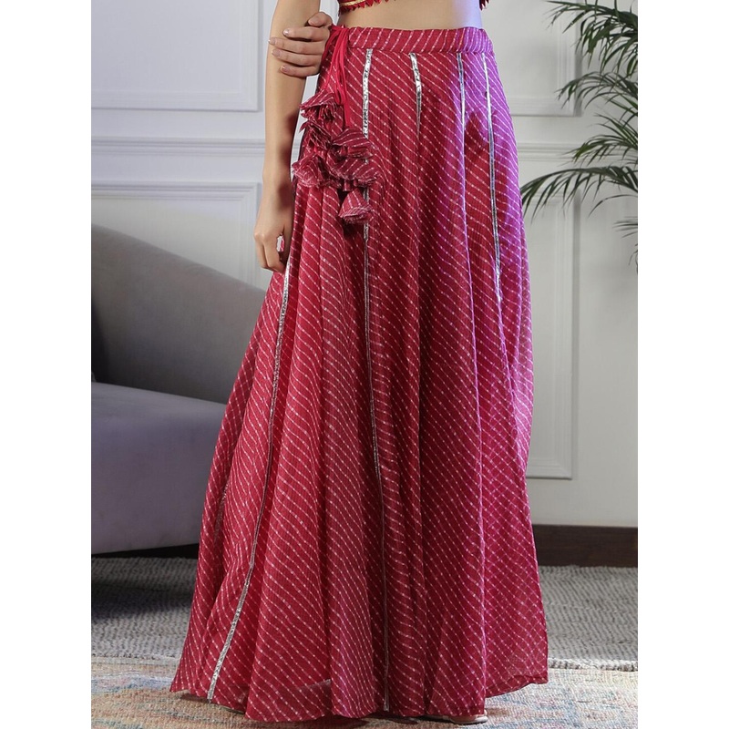 NEUDIS Pure Cotton Lehariya Flared Maxi Skirts