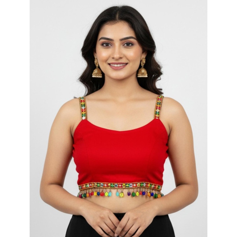 RAGHUVEER CREATION Mirror Work Detail Sleeveless Saree Blouse