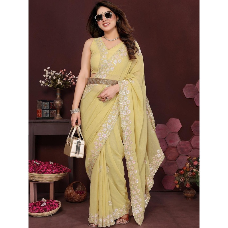 ROOP SUNDARI SAREES Floral Embellished Sequinned Saree