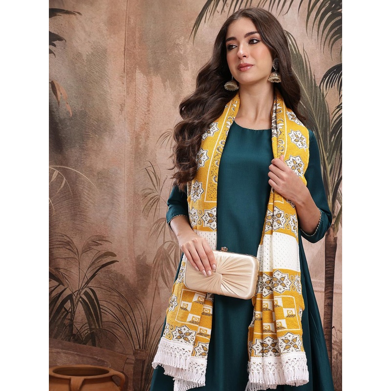 Sangria Floral Woven Design Shawl