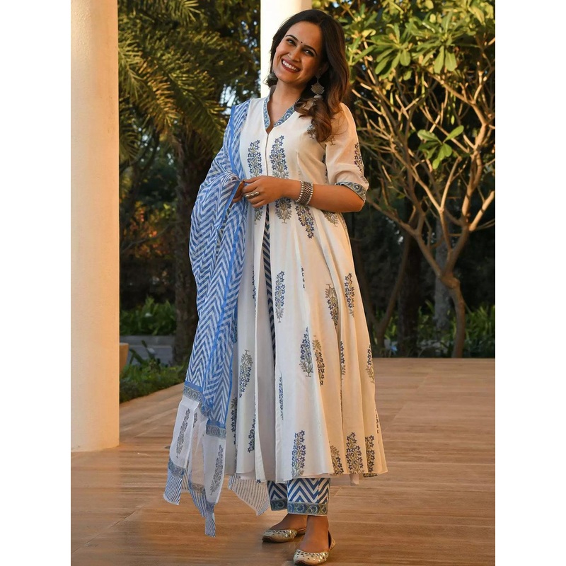 SZN Women Ethnic Motifs Printed Regular Kurta with Trousers And Dupatta