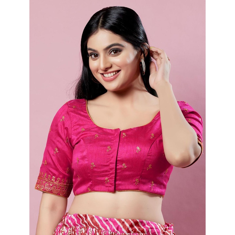 VAMAS – THE DESIGNER BLOUSES Women Round Neck Padded Saree Blouse