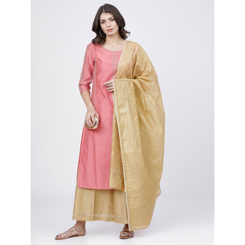 Vishudh Khaki Ethnic Motifs Printed Dupatta