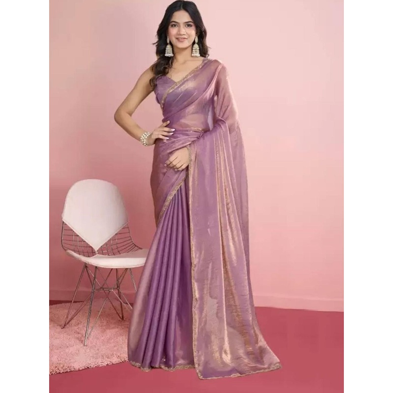 VRAGI Solid Pure Chiffon Saree