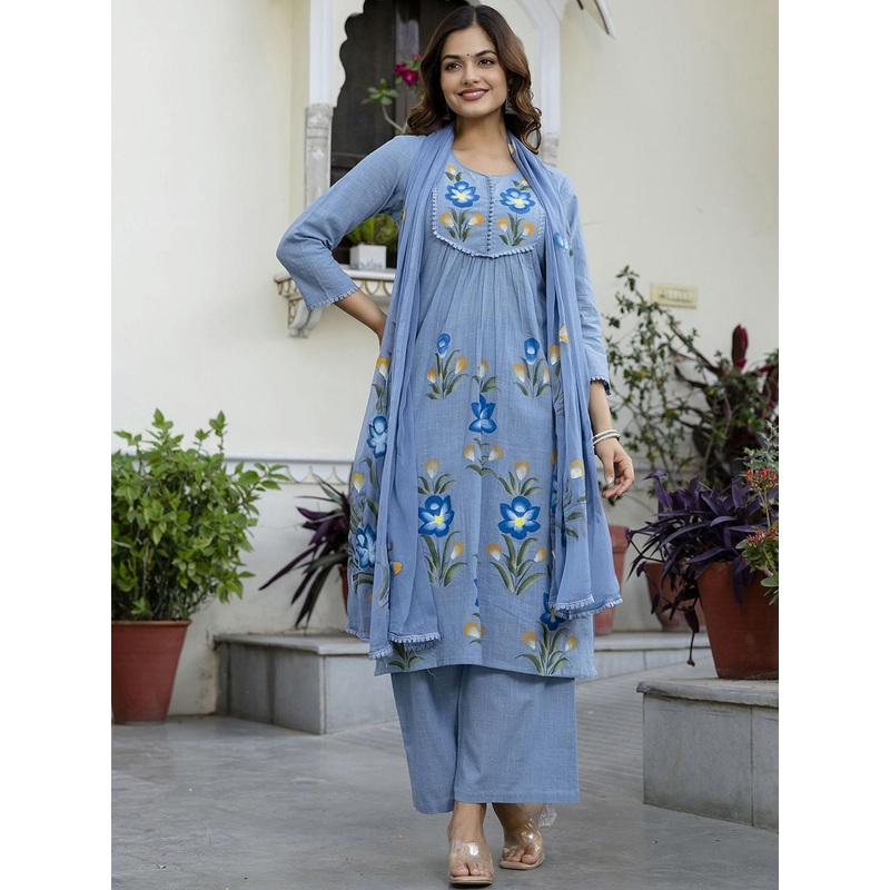Anouk Women Floral Printed Regular Pure Cotton Kurta Sets