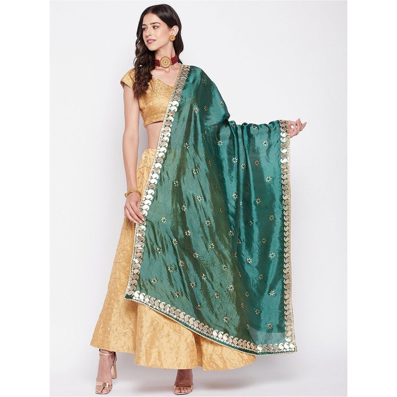 Clora Creation Gotta Patti Floral Embroidered Dupatta