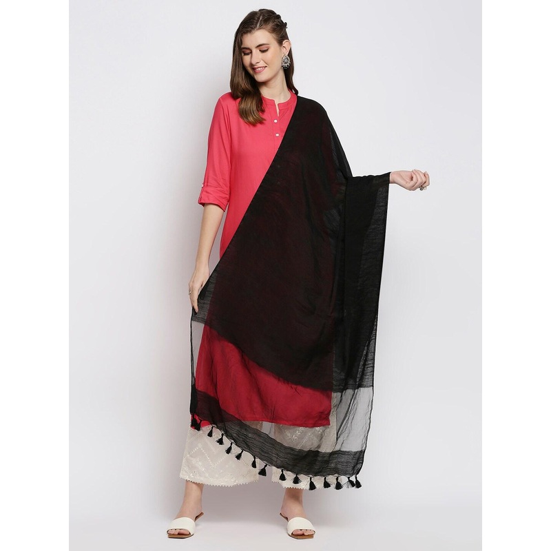 Dupatta Bazaar Black Linen Dupatta