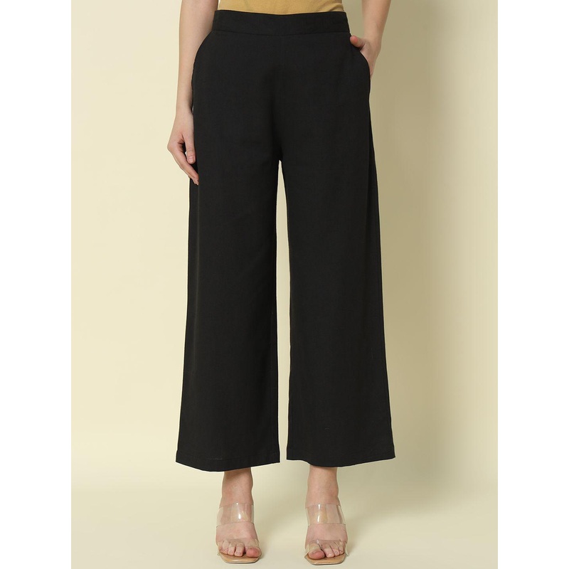 FIORRA Women Cotton Straight Chambray Palazzos