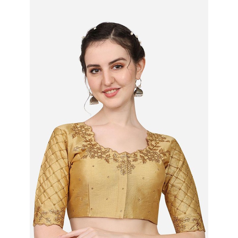 HERE&NOW Embroidered Round Neck Saree Blouse