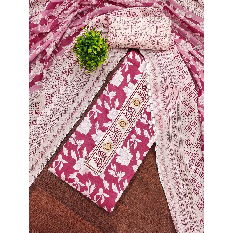 HERE&NOW Floral Printed Sequinned Unstitched Dress Material