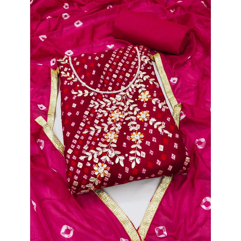 KALINI Embroidered Beads & Stoned Unstitched Dress Material