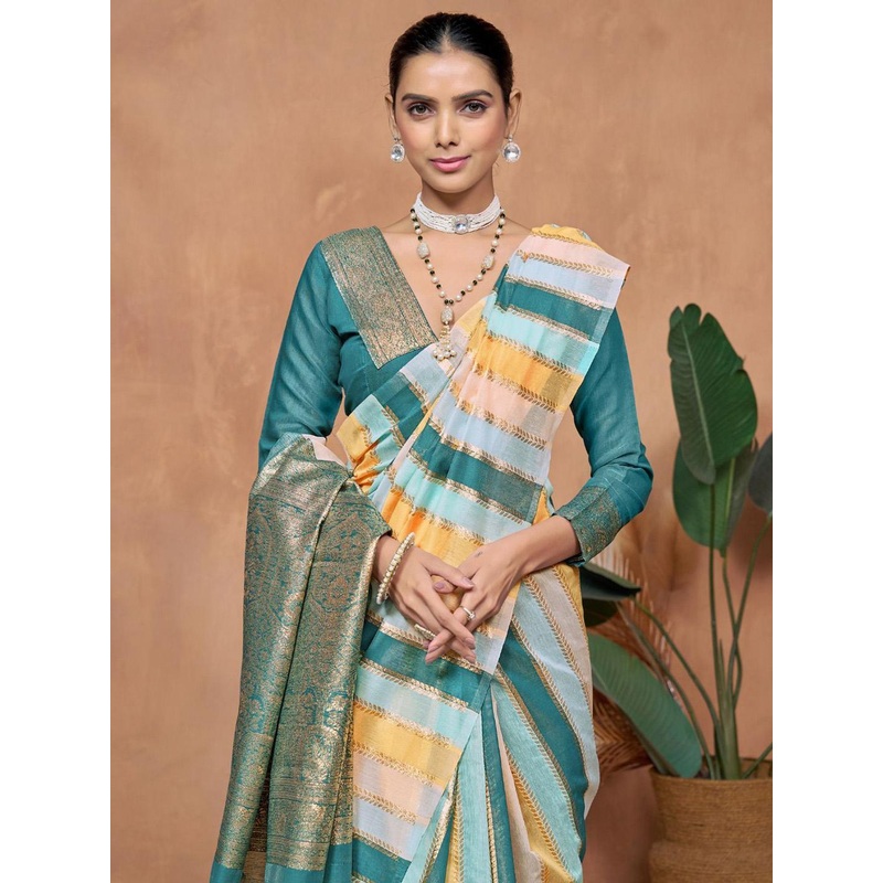 KALINI Ethnic Motifs Zari Chanderi Saree With Blouse Piece
