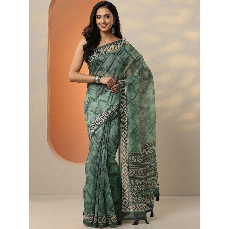 Libas Women Abstract Printed Saree With Blouse Piece