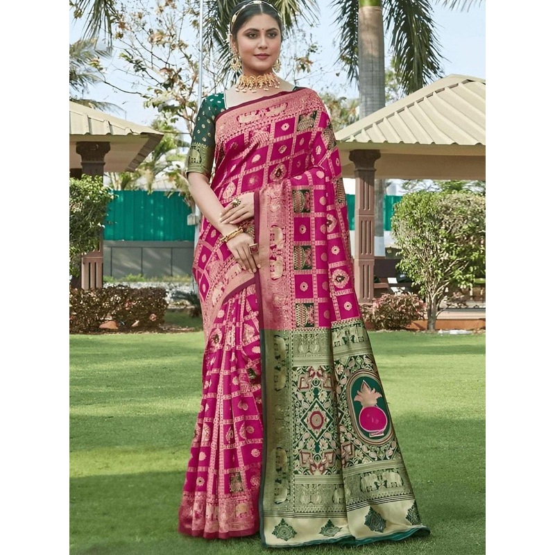 Lookmark Woven Design Zari Kanjivaram Banarasi Saree